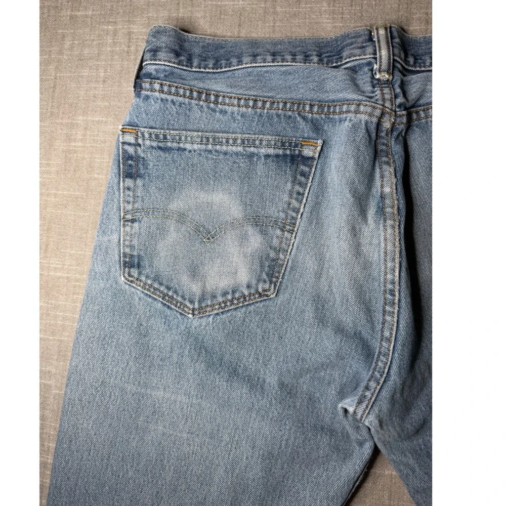 Levis 505 Regular Fit Mens Jeans 36x34 Light Wash Blue Straight Leg 00505-4891